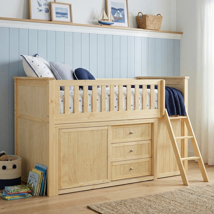 Bartly Low Loft Bunk with Bookcase and 2 Dressers