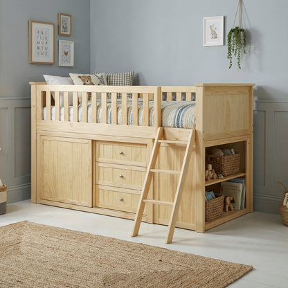 Bartly Low Loft Bunk with Bookcase and Dresser