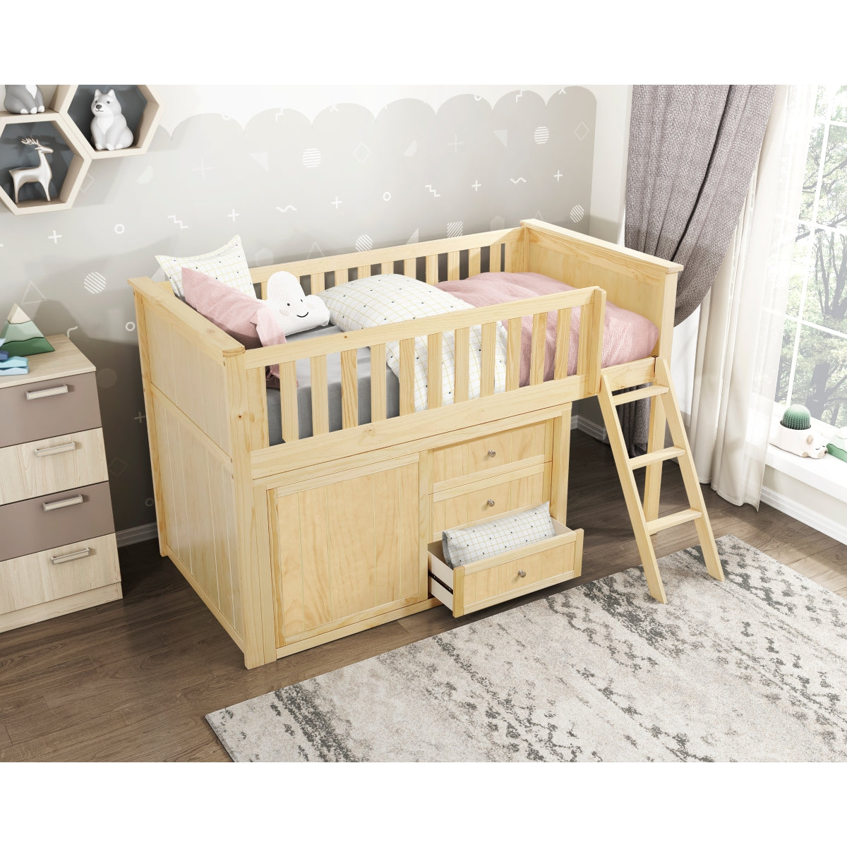 Bartly Low Loft Bunk with Dresser