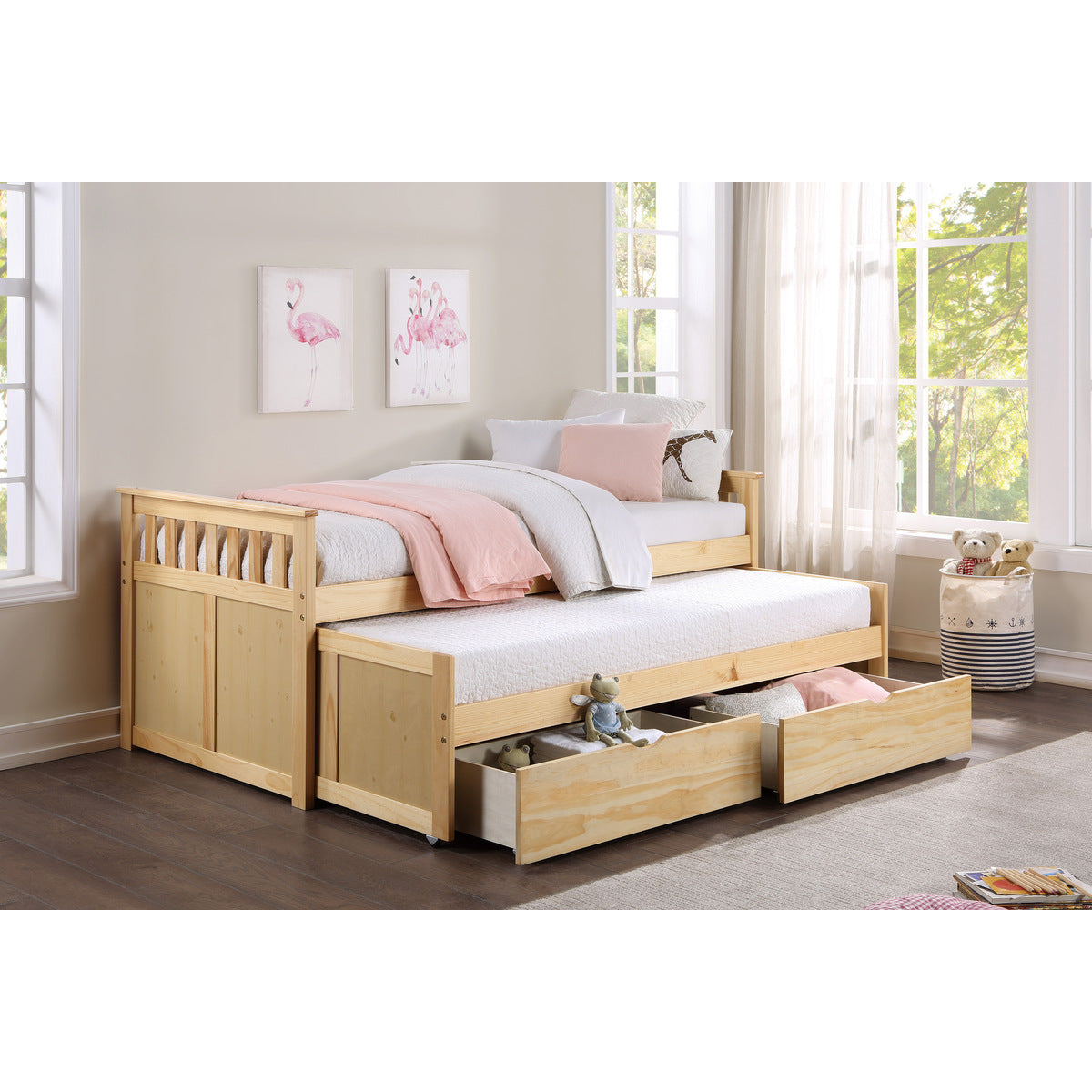 Bartly Twin/Twin Bed with Storage Boxes