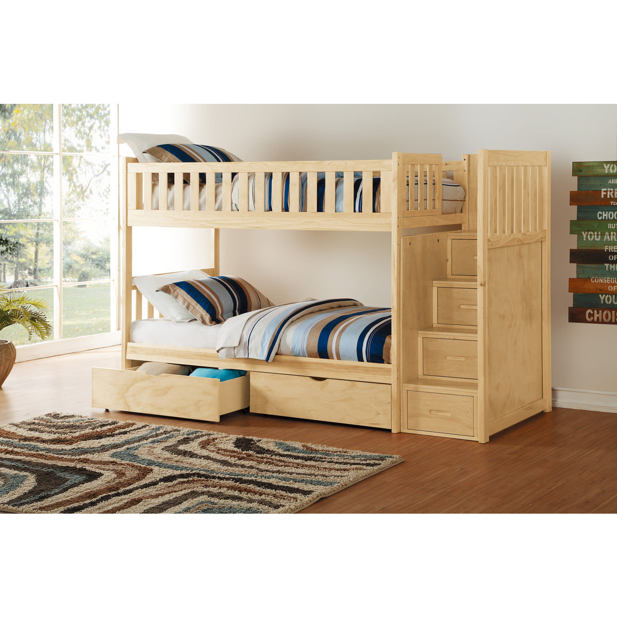 Bartly Twin/Twin Step Bunk Bed with Storage Boxes