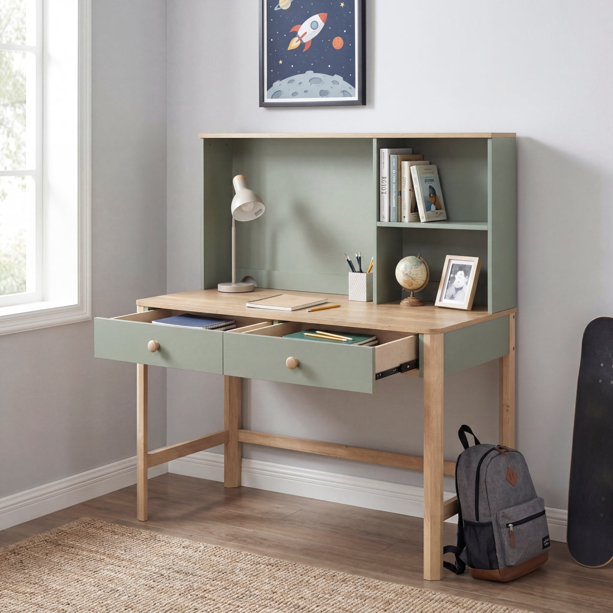 Liam Writing Desk with Hutch
