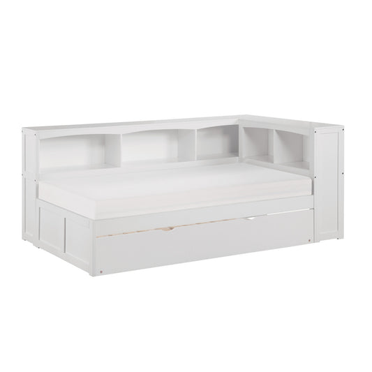 Galen Twin Bookcase Corner Platform Bed with Twin Trundle