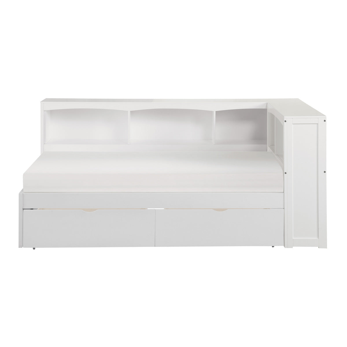 Galen Twin Bookcase Corner Platform Bed with Storage Boxes