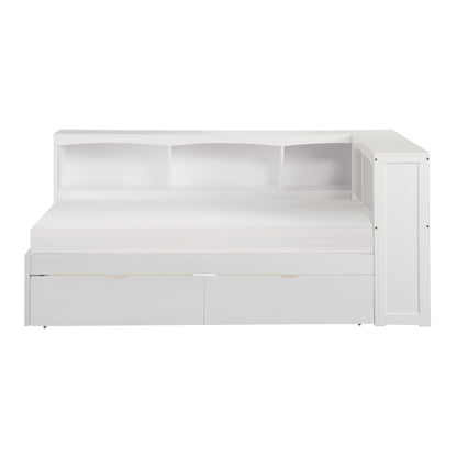 Galen Twin Bookcase Corner Platform Bed with Storage Boxes