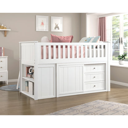 Galen Low Loft Bunk with Bookcase and 2 Dressers