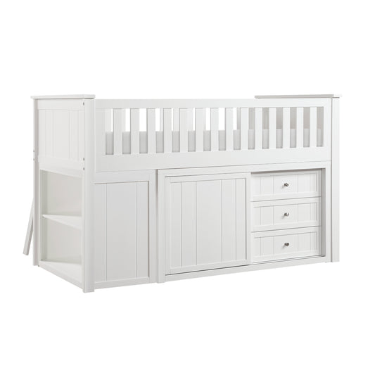 Galen Low Loft Bunk with Bookcase and 2 Dressers
