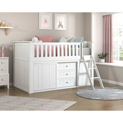 Galen Low Loft Bunk with Bookcase and Dresser