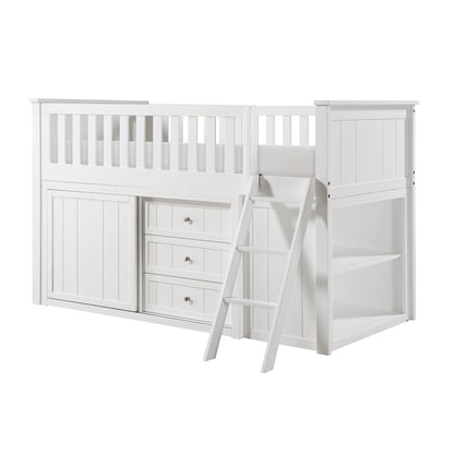 Galen Low Loft Bunk with Bookcase and Dresser