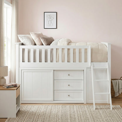 Galen Low Loft Bunk with Bookcase and Dresser
