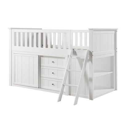 Galen Low Loft Bunk with Bookcase and Dresser