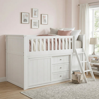 Galen Low Loft Bunk with Bookcase and Dresser