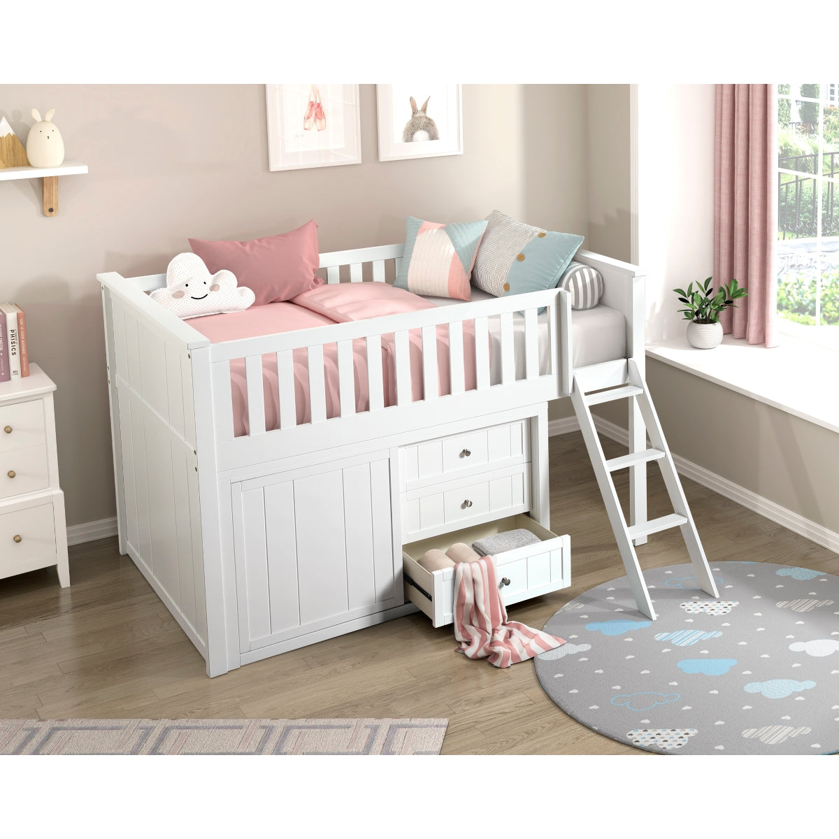 Galen Low Loft Bunk with Dresser