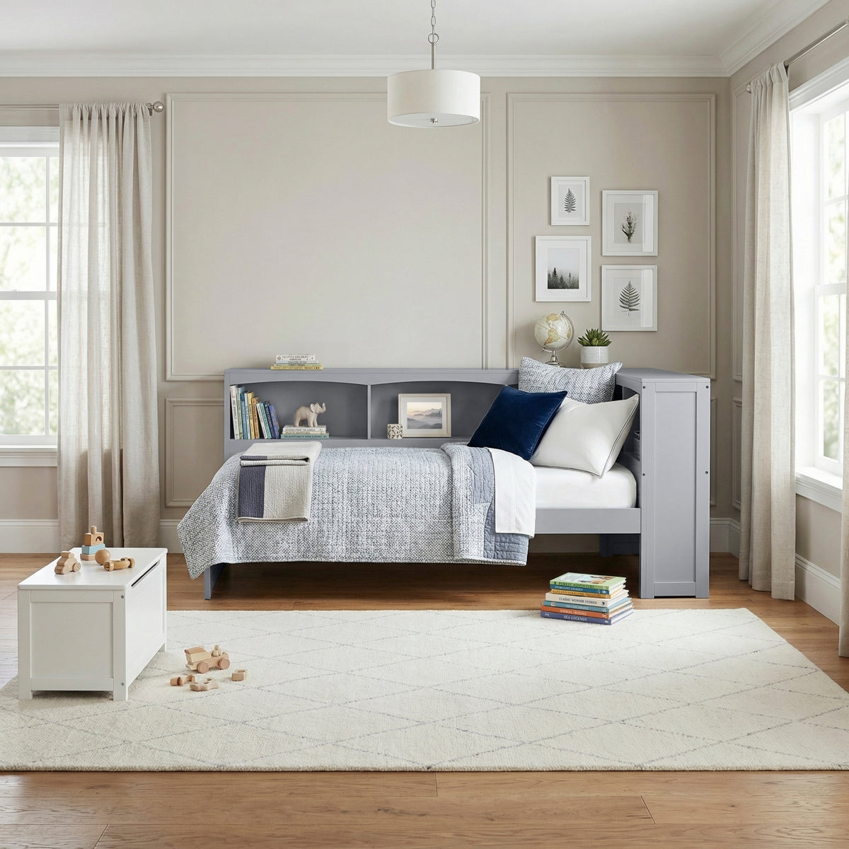 Orion Twin Bookcase Corner Platform Bed