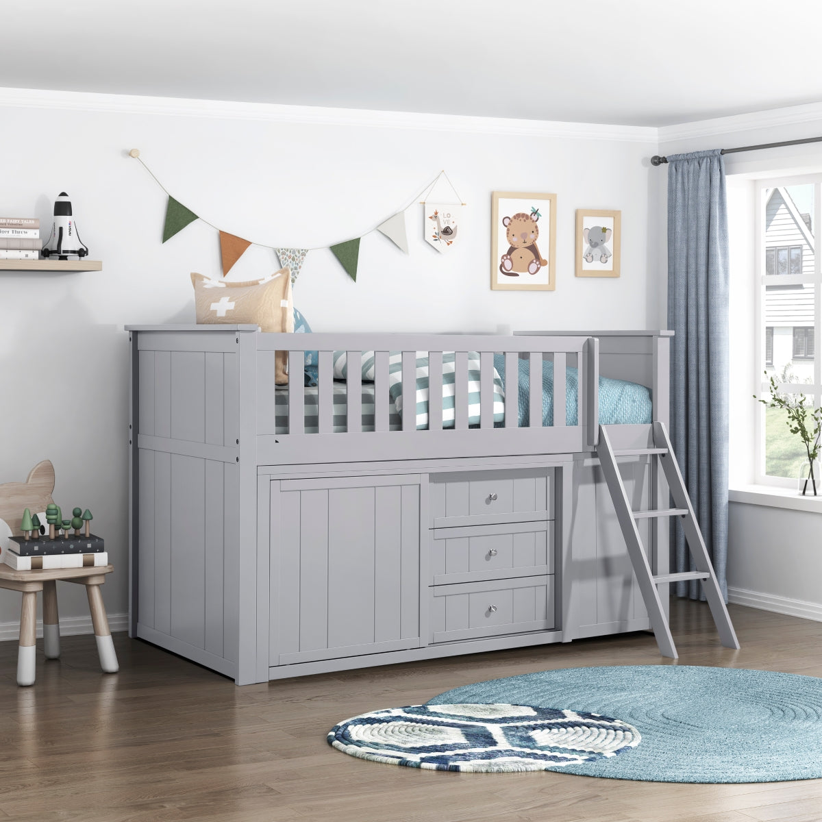 Orion Low Loft Bunk with Bookcase and Dresser