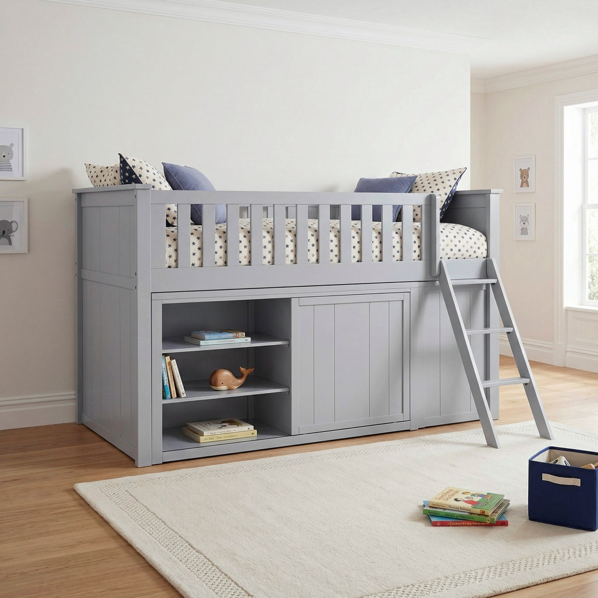 Orion Low Loft Bunk with Bookcase and Dresser