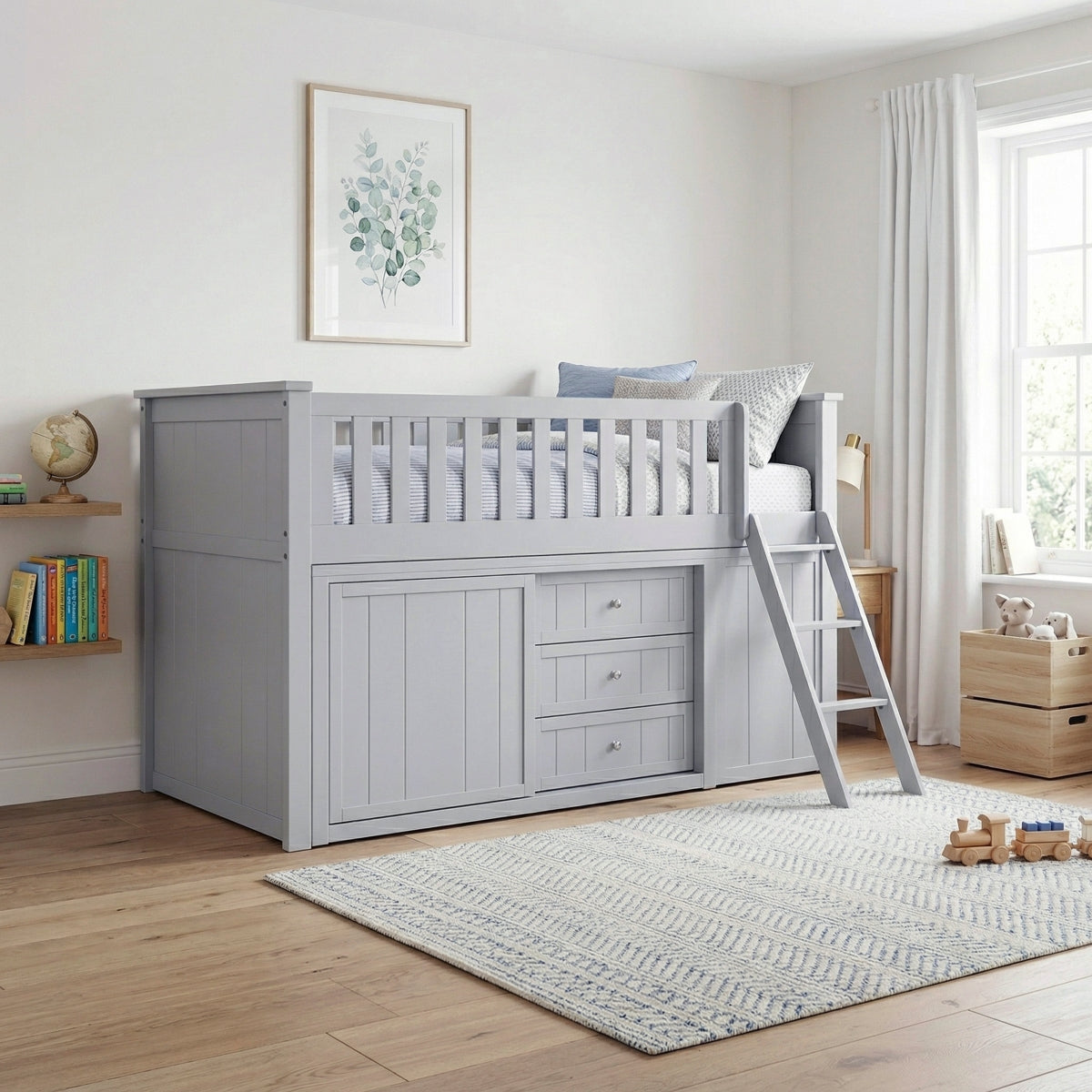 Orion Low Loft Bunk with Bookcase and Dresser