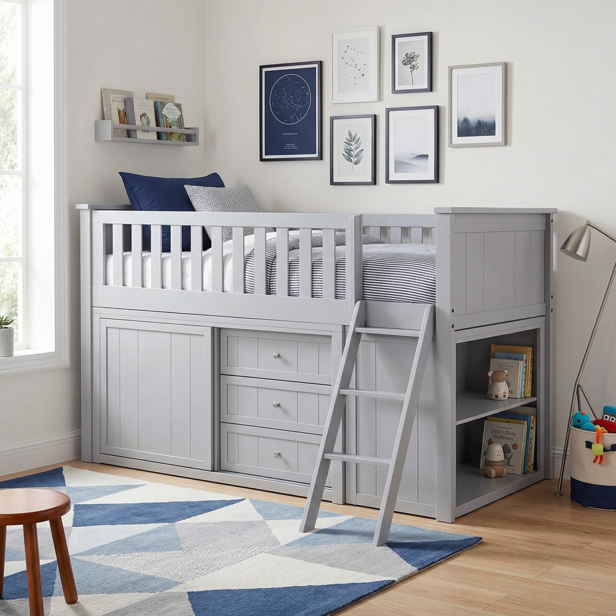 Orion Low Loft Bunk with Bookcase and Dresser