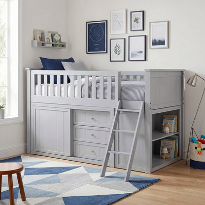 Orion Low Loft Bunk with Bookcase and Dresser