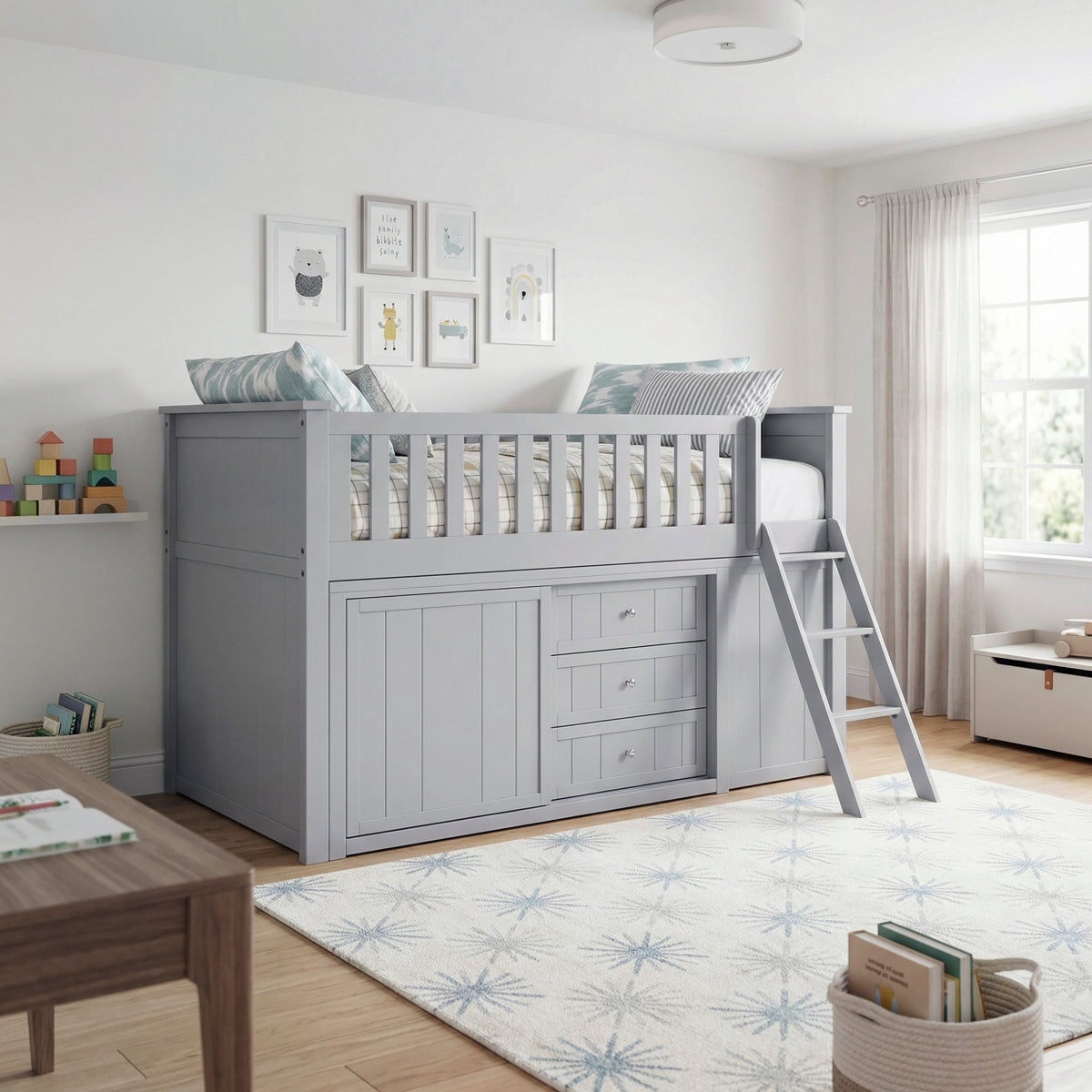 Orion Low Loft Bunk with Bookcase and Dresser