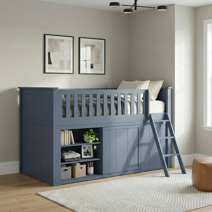 Nora Low Loft Bunk with Bookcase and Dresser