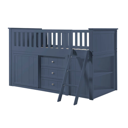 Nora Low Loft Bunk with Bookcase and Dresser