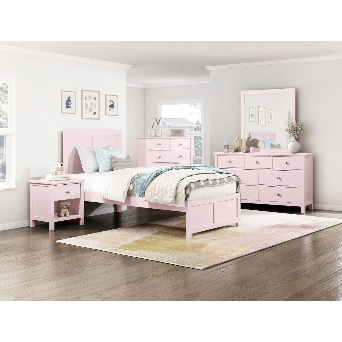 Twin Plfm Bed, Pink