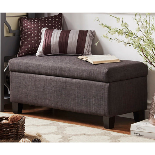 Dark Grey Linen Lift-Top Strg Bench
