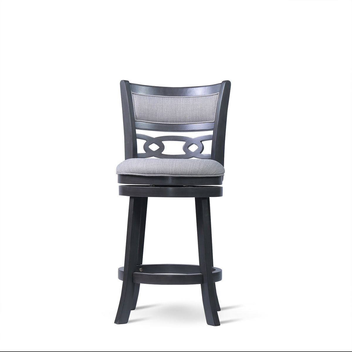 24" Counter Swivel Stool W/Gray Fabric Seat