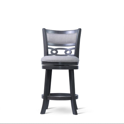 24" Counter Swivel Stool W/Gray Fabric Seat