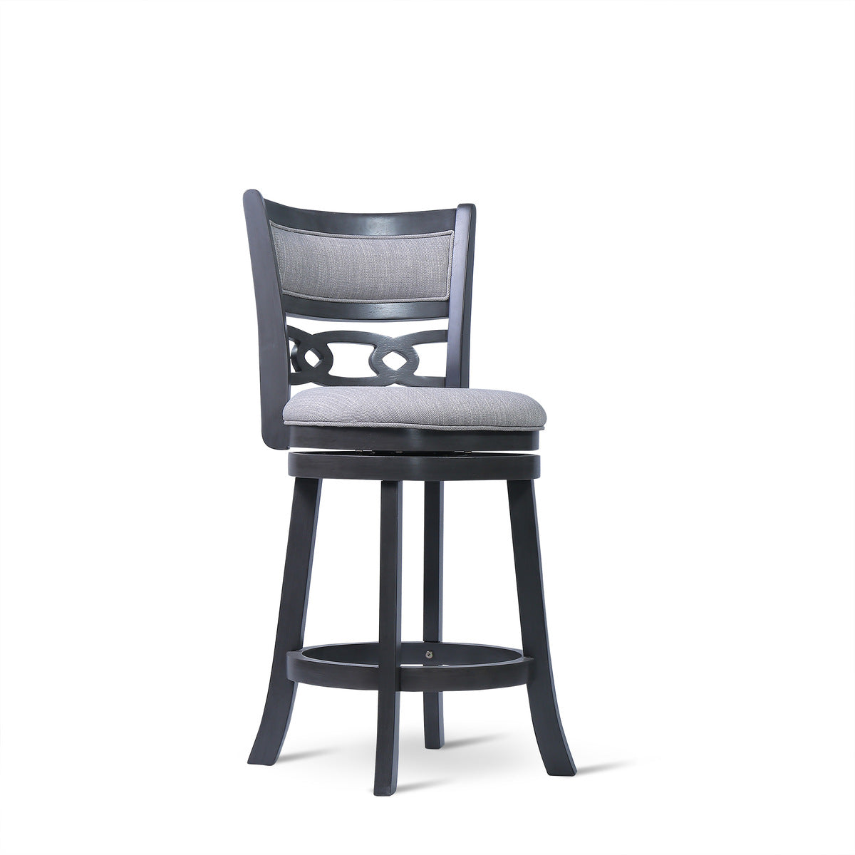 24" Counter Swivel Stool W/Gray Fabric Seat