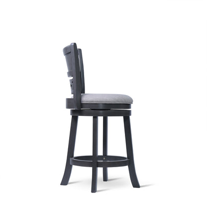 24" Counter Swivel Stool W/Gray Fabric Seat