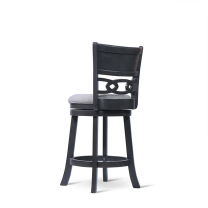 24" Counter Swivel Stool W/Gray Fabric Seat
