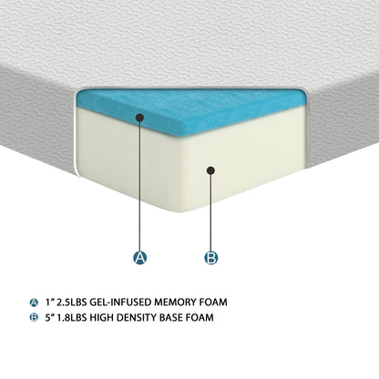 Altair 6" Full Gel-Infused Memory Foam Mattress - White