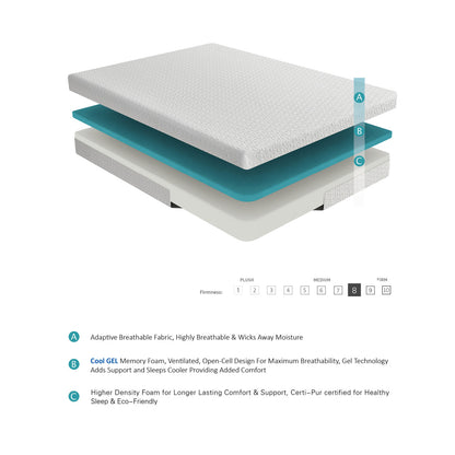 Altair 8" Full Gel-Infused Memory Foam Mattress - White