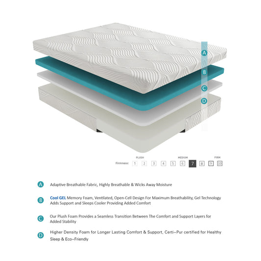 Altair 10" Queen Gel-Infused Memory Foam Mattress - White