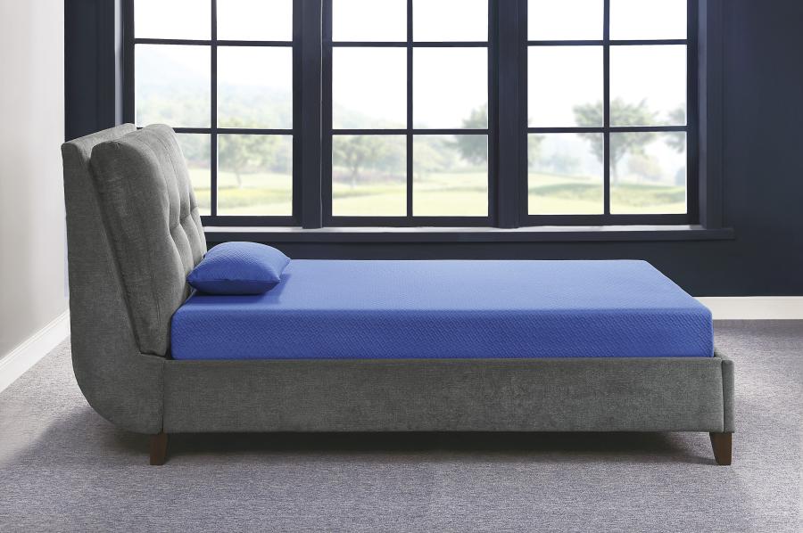Leo 7" Blue Full Gel-Infused Memory Foam Mattress and Pillow Set