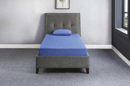 Leo 7" Blue Twin Gel-Infused Memory Foam Mattress and Pillow Set