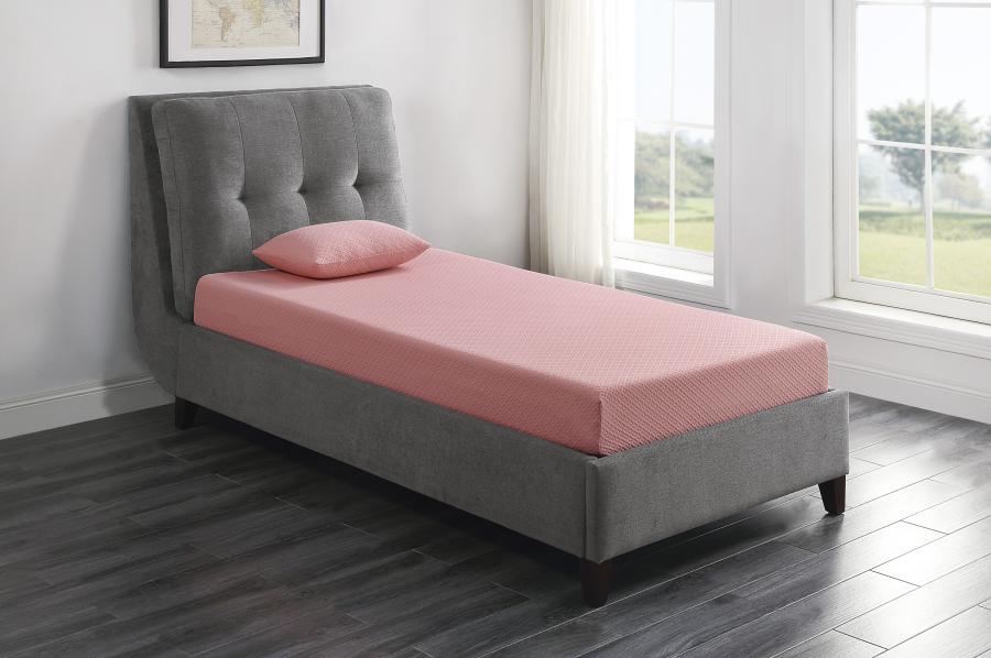 Leo 7" Pink Full Gel-Infused Memory Foam Mattress and Pillow Set