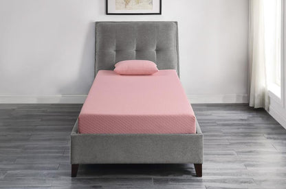 Leo 7" Pink Twin Gel-Infused Memory Foam Mattress and Pillow Set
