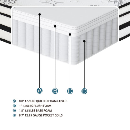 Vela 12" California King Hybrid Mattress - White