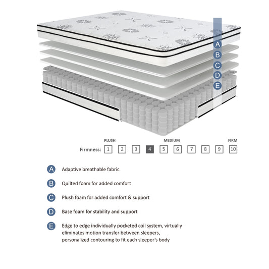 Vela 12" Queen Hybrid Mattress - White