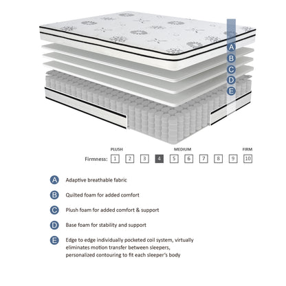 Vela 12" Full Hybrid Mattress - White