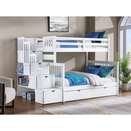 Ludville Twin/Full Step Bunk Bed, White Color