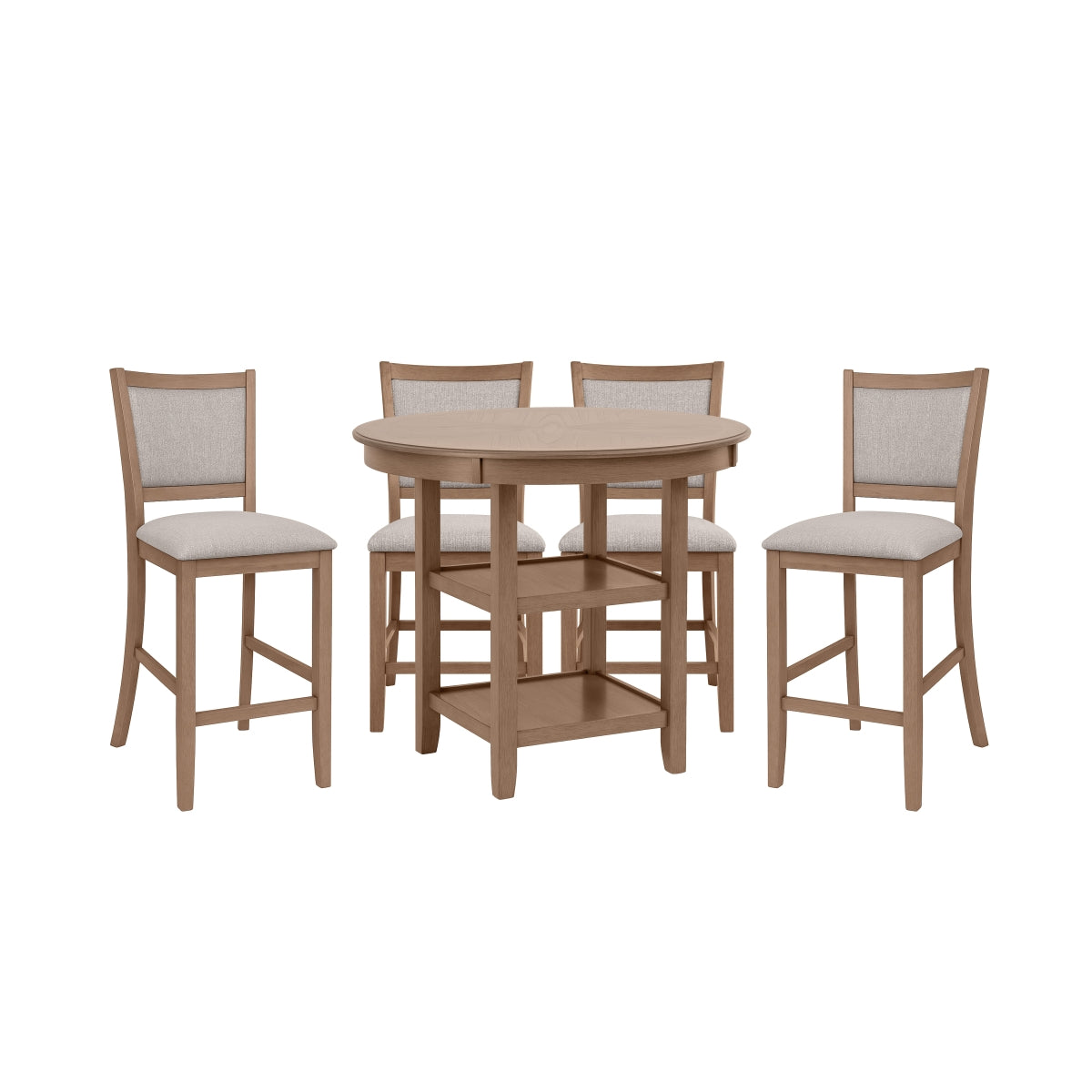 Anya 5 Pc Counter Height Set, Driftwood Finish