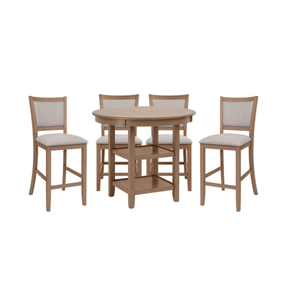 Anya 5 Pc Counter Height Set, Driftwood Finish