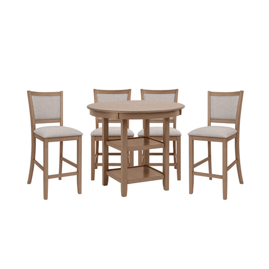 Anya 5 Pc Counter Height Set, Driftwood Finish