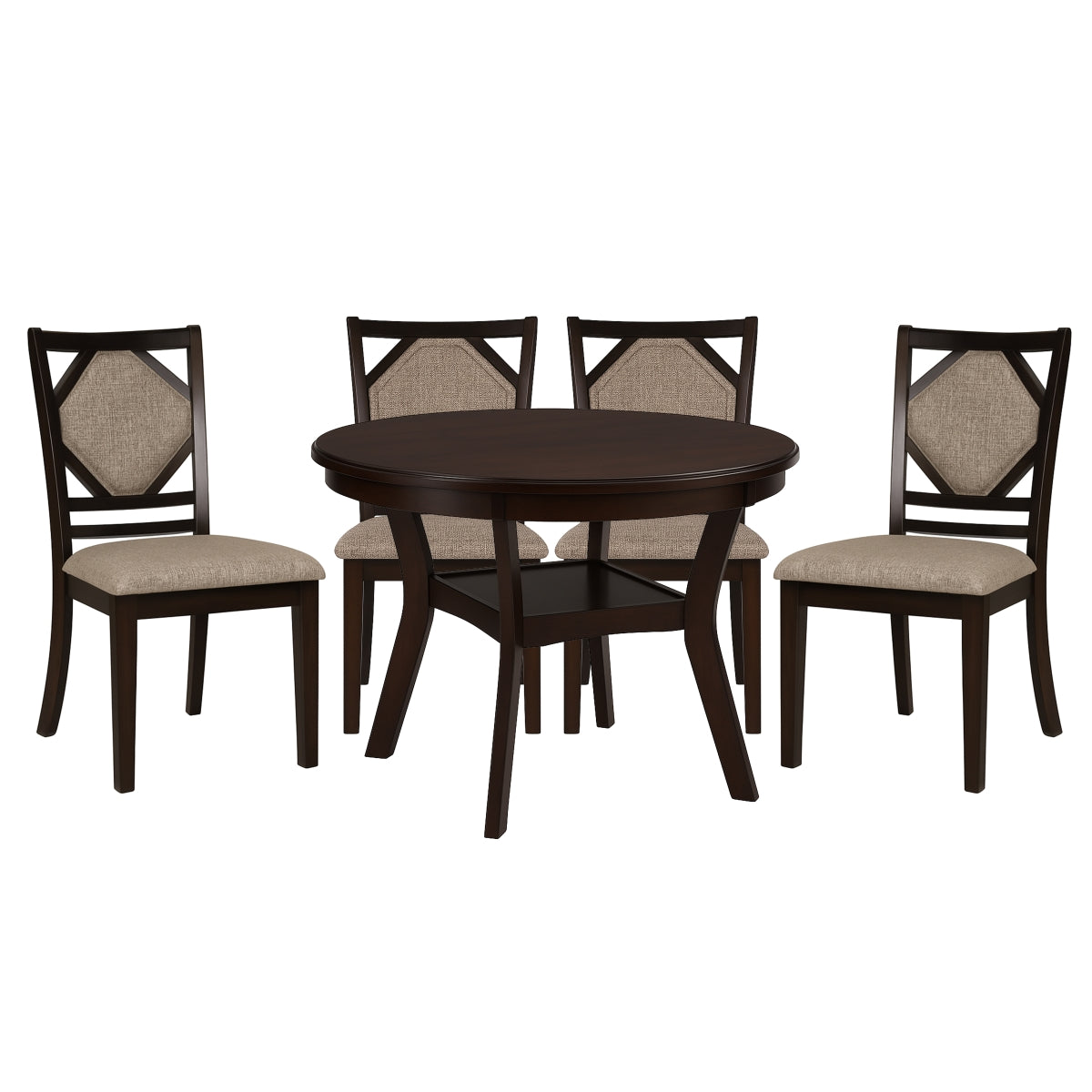 Kaia 5 Pc Dining Set, Midnight Walnut Finish