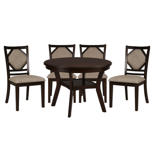Kaia 5 Pc Dining Set, Midnight Walnut Finish