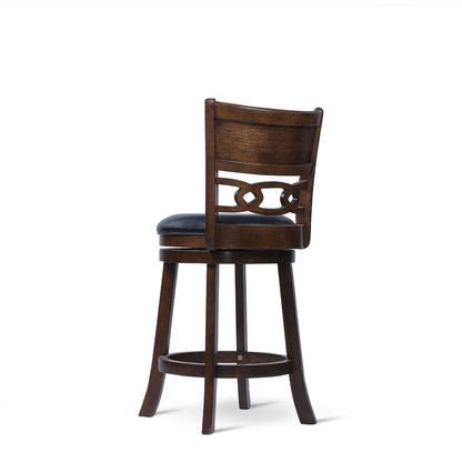 24" Counter Swivel Stool W/Black Pu Seat